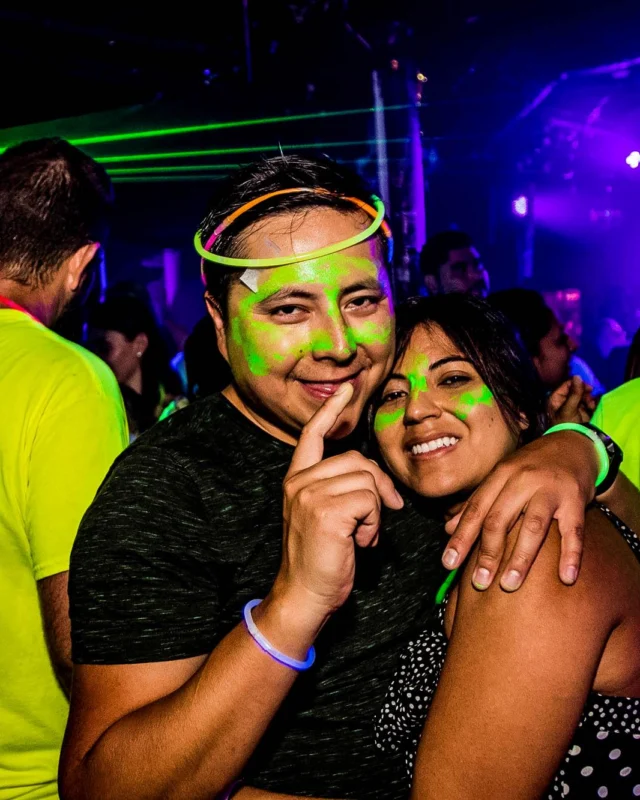 Nonsense GLOW Dance Party - July 2019 at The Basement. DJs: MP3PO & Skalaka. Facepainting by Brooke Creates. Photo by Oh Snap Kid.