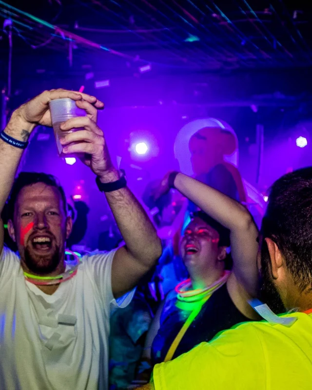 Nonsense GLOW Dance Party - July 2019 at The Basement. DJs: MP3PO & Skalaka. Facepainting by Brooke Creates. Photo by Oh Snap Kid.