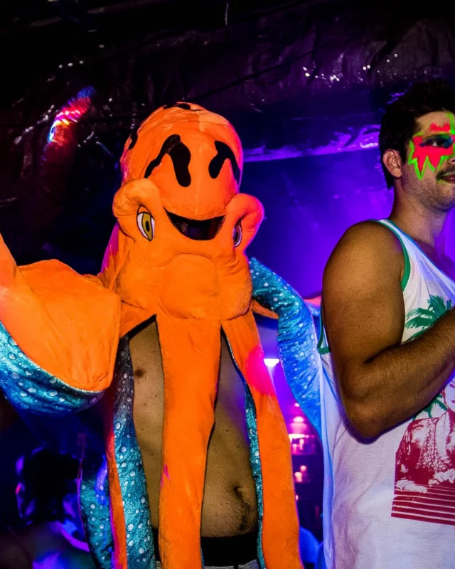 Nonsense GLOW Dance Party - July 2019 at The Basement. DJs: MP3PO & Skalaka. Facepainting by Brooke Creates. Photo by Oh Snap Kid.