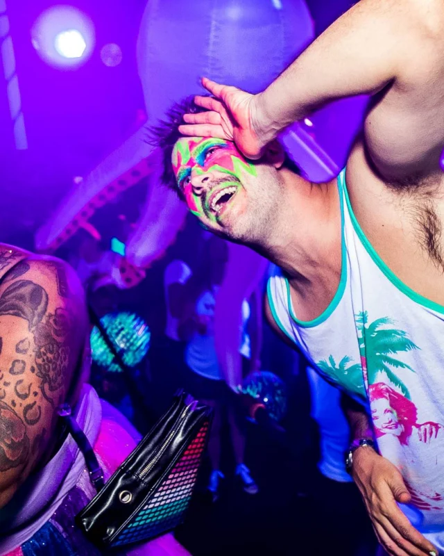 Nonsense GLOW Dance Party - July 2019 at The Basement. DJs: MP3PO & Skalaka. Facepainting by Brooke Creates. Photo by Oh Snap Kid.