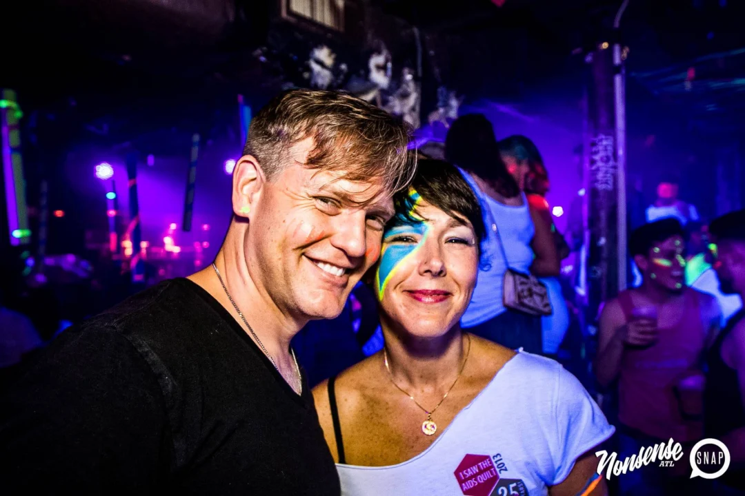 Nonsense GLOW Dance Party - July 2019 at The Basement. DJs: MP3PO & Skalaka. Facepainting by Brooke Creates. Photo by Oh Snap Kid.