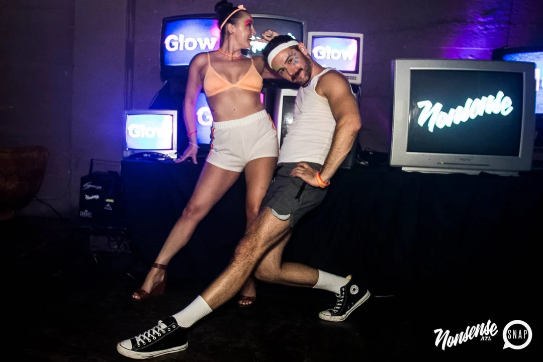 Nonsense GLOW Dance Party - July 2019 at The Basement. DJs: MP3PO & Skalaka. Facepainting by Brooke Creates. Photo by Oh Snap Kid.