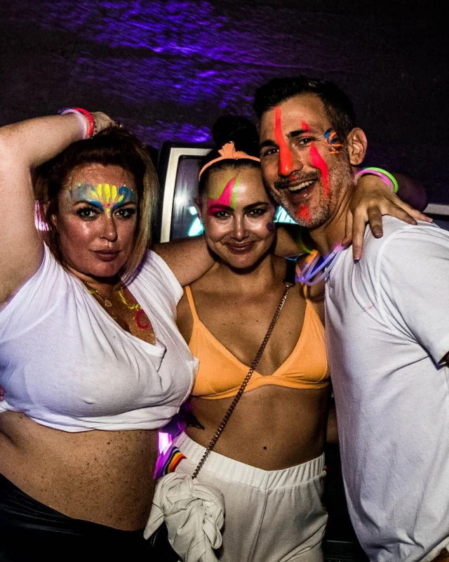Nonsense GLOW Dance Party - July 2019 at The Basement. DJs: MP3PO & Skalaka. Facepainting by Brooke Creates. Photo by Oh Snap Kid.