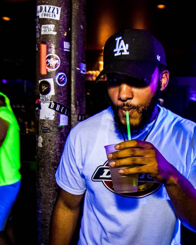 Nonsense GLOW Dance Party - July 2019 at The Basement. DJs: MP3PO & Skalaka. Facepainting by Brooke Creates. Photo by Oh Snap Kid.