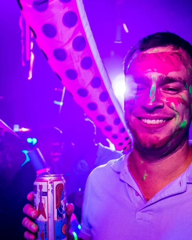Nonsense GLOW Dance Party - July 2019 at The Basement. DJs: MP3PO & Skalaka. Facepainting by Brooke Creates. Photo by Oh Snap Kid.