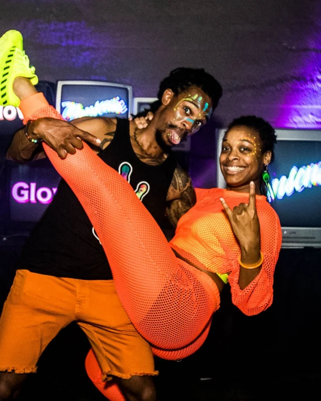 Nonsense GLOW Dance Party - July 2019 at The Basement. DJs: MP3PO & Skalaka. Facepainting by Brooke Creates. Photo by Oh Snap Kid.