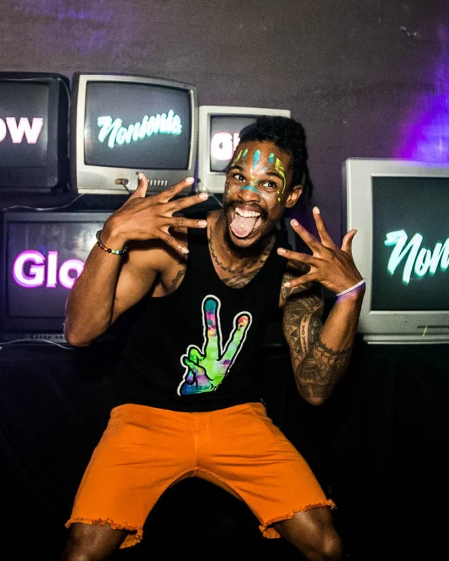 Nonsense GLOW Dance Party - July 2019 at The Basement. DJs: MP3PO & Skalaka. Facepainting by Brooke Creates. Photo by Oh Snap Kid.