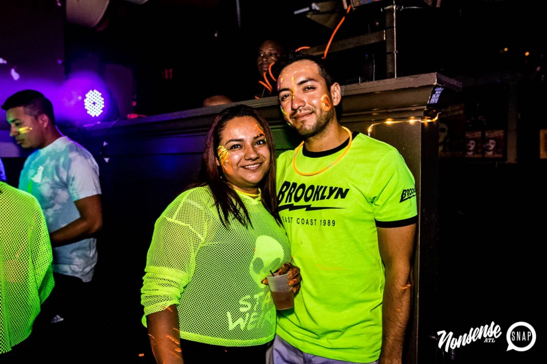 Nonsense GLOW Dance Party - July 2019 at The Basement. DJs: MP3PO & Skalaka. Facepainting by Brooke Creates. Photo by Oh Snap Kid.