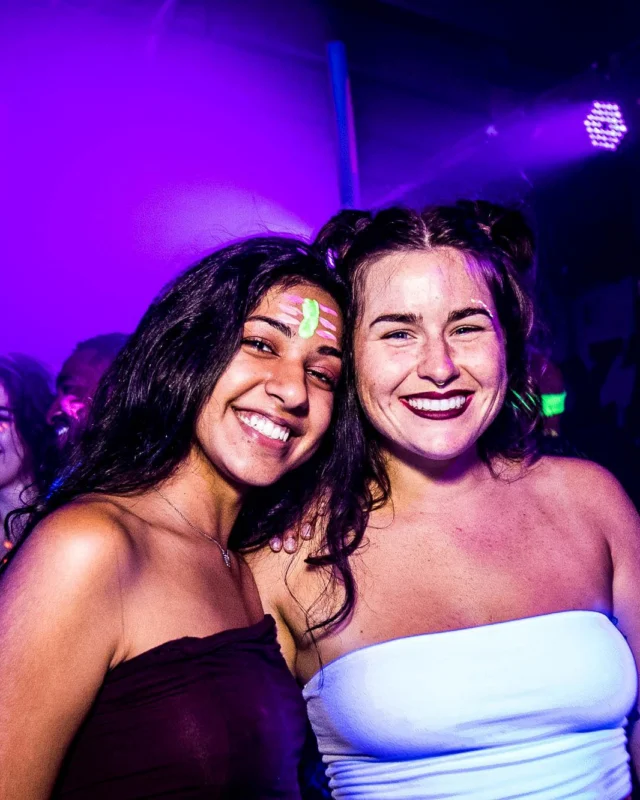 Nonsense GLOW Dance Party - July 2019 at The Basement. DJs: MP3PO & Skalaka. Facepainting by Brooke Creates. Photo by Oh Snap Kid.