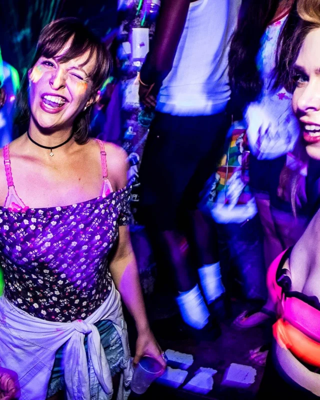 Nonsense GLOW Dance Party - July 2019 at The Basement. DJs: MP3PO & Skalaka. Facepainting by Brooke Creates. Photo by Oh Snap Kid.