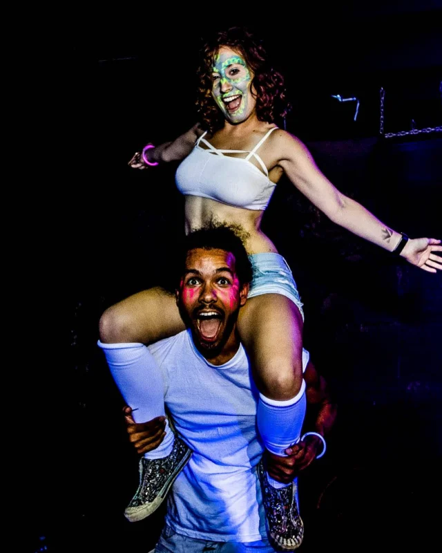 Nonsense GLOW Dance Party - July 2019 at The Basement. DJs: MP3PO & Skalaka. Facepainting by Brooke Creates. Photo by Oh Snap Kid.