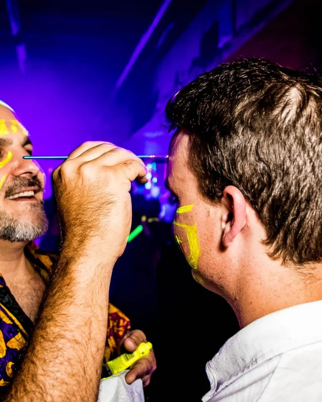 Nonsense GLOW Dance Party - July 2019 at The Basement. DJs: MP3PO & Skalaka. Facepainting by Brooke Creates. Photo by Oh Snap Kid.