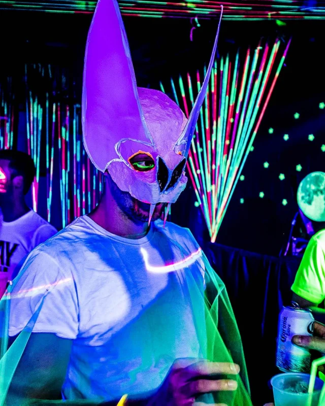 Nonsense GLOW Dance Party - July 2019 at The Basement. DJs: MP3PO & Skalaka. Facepainting by Brooke Creates. Photo by Oh Snap Kid.