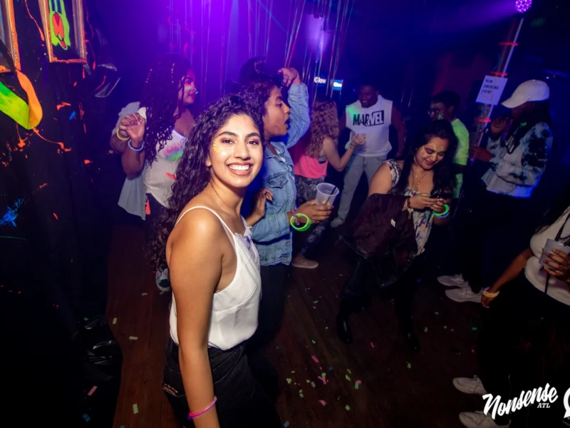 Nonsense GLOW - November 2019. The Basement - East Atlanta. Kimber was the DJ. Special decor by Tad. Photos by Oh Snap