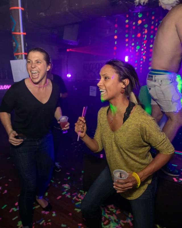 Nonsense GLOW - November 2019. The Basement - East Atlanta. Kimber was the DJ. Special decor by Tad. Photos by Oh Snap