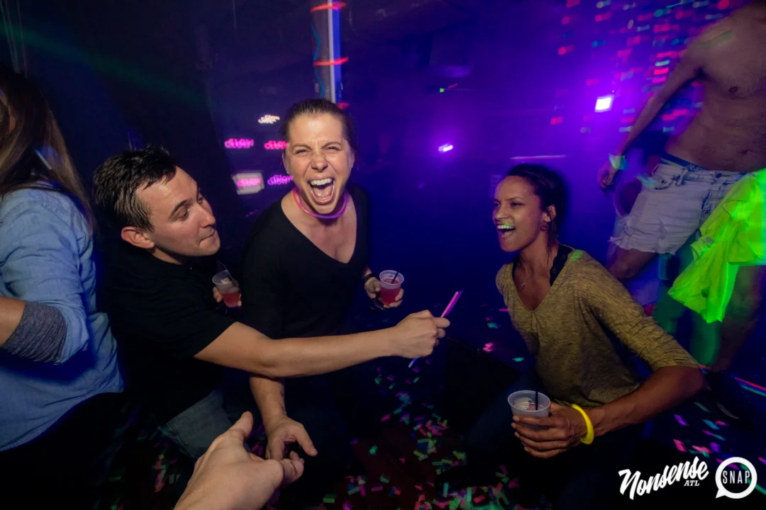 Nonsense GLOW - November 2019. The Basement - East Atlanta. Kimber was the DJ. Special decor by Tad. Photos by Oh Snap