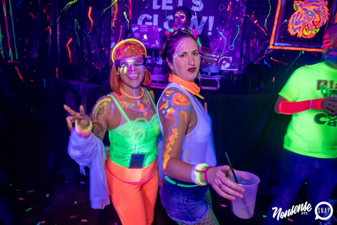 Nonsense GLOW - November 2019. The Basement - East Atlanta. Kimber was the DJ. Special decor by Tad. Photos by Oh Snap
