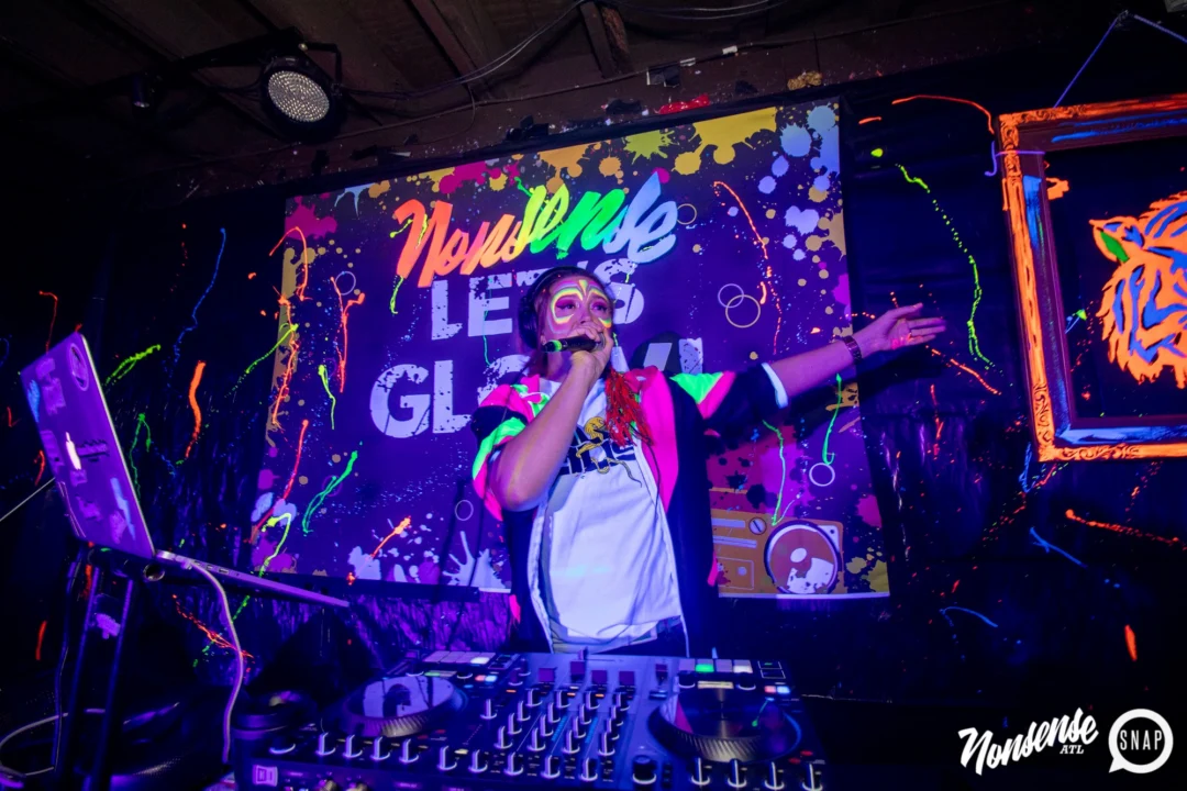 Nonsense GLOW - November 2019. The Basement - East Atlanta. Kimber was the DJ. Special decor by Tad. Photos by Oh Snap