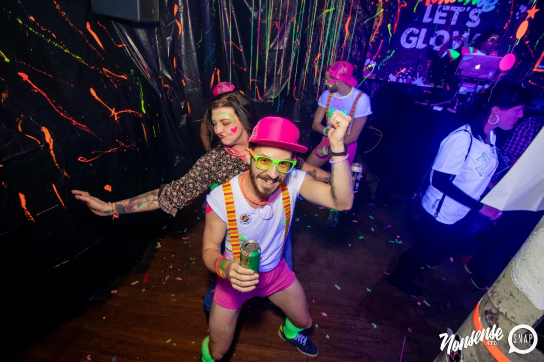Nonsense GLOW - November 2019. The Basement - East Atlanta. Kimber was the DJ. Special decor by Tad. Photos by Oh Snap
