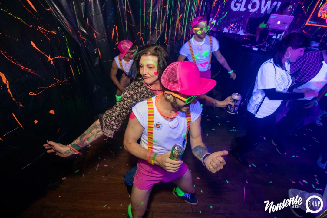 Nonsense GLOW - November 2019. The Basement - East Atlanta. Kimber was the DJ. Special decor by Tad. Photos by Oh Snap
