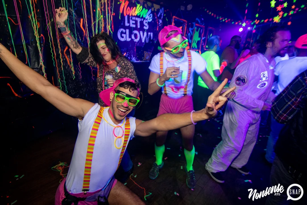 Nonsense GLOW - November 2019. The Basement - East Atlanta. Kimber was the DJ. Special decor by Tad. Photos by Oh Snap