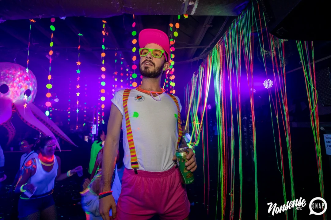 Nonsense GLOW - November 2019. The Basement - East Atlanta. Kimber was the DJ. Special decor by Tad. Photos by Oh Snap