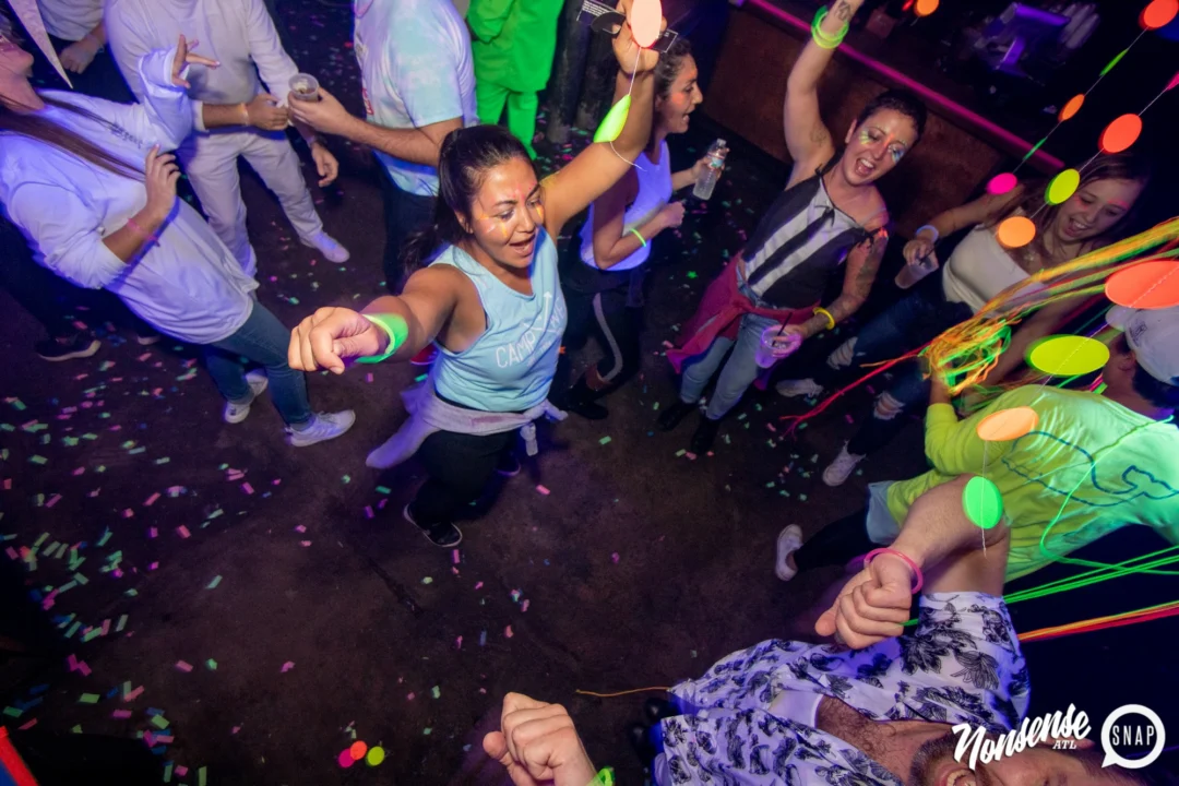 Nonsense GLOW - November 2019. The Basement - East Atlanta. Kimber was the DJ. Special decor by Tad. Photos by Oh Snap