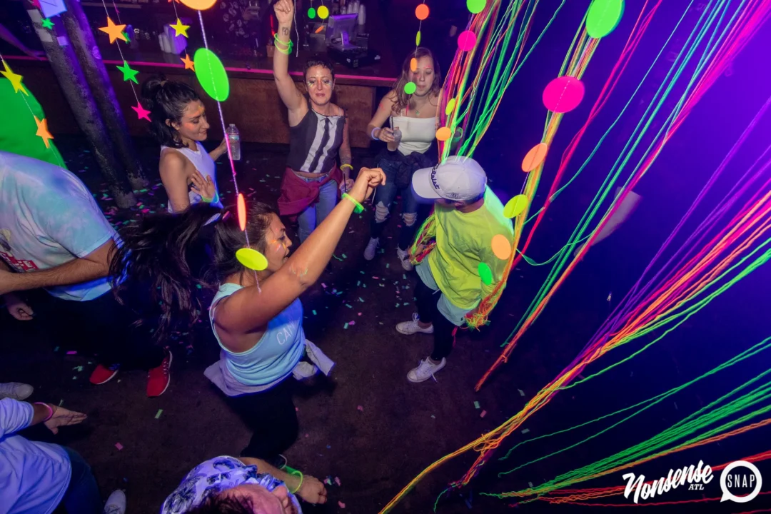 Nonsense GLOW - November 2019. The Basement - East Atlanta. Kimber was the DJ. Special decor by Tad. Photos by Oh Snap