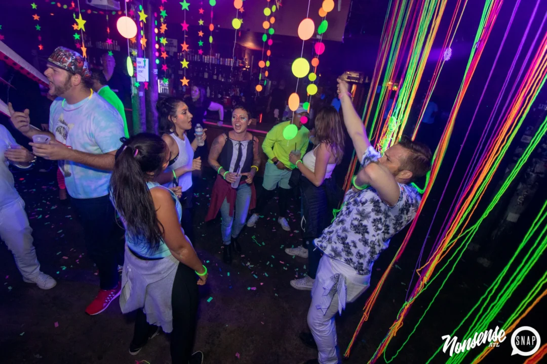 Nonsense GLOW - November 2019. The Basement - East Atlanta. Kimber was the DJ. Special decor by Tad. Photos by Oh Snap
