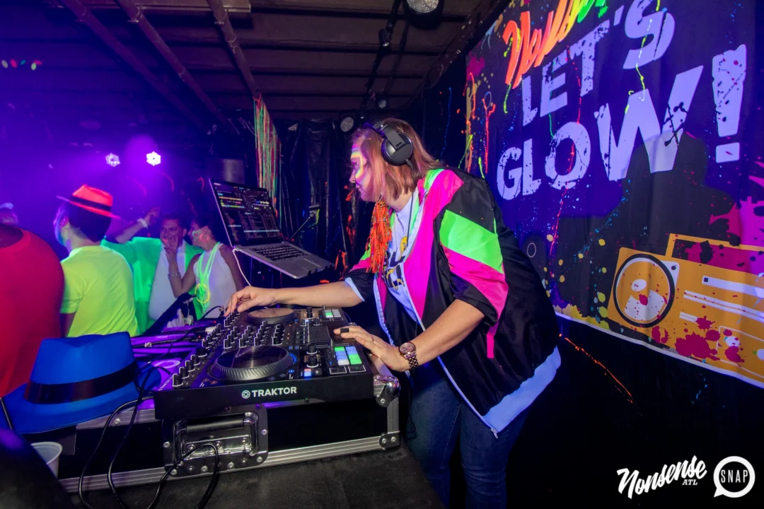 Nonsense GLOW - November 2019. The Basement - East Atlanta. Kimber was the DJ. Special decor by Tad. Photos by Oh Snap
