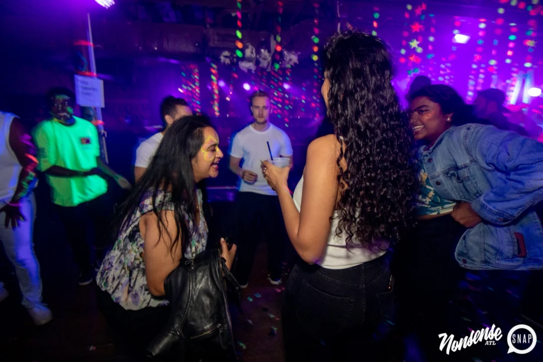 Nonsense GLOW - November 2019. The Basement - East Atlanta. Kimber was the DJ. Special decor by Tad. Photos by Oh Snap