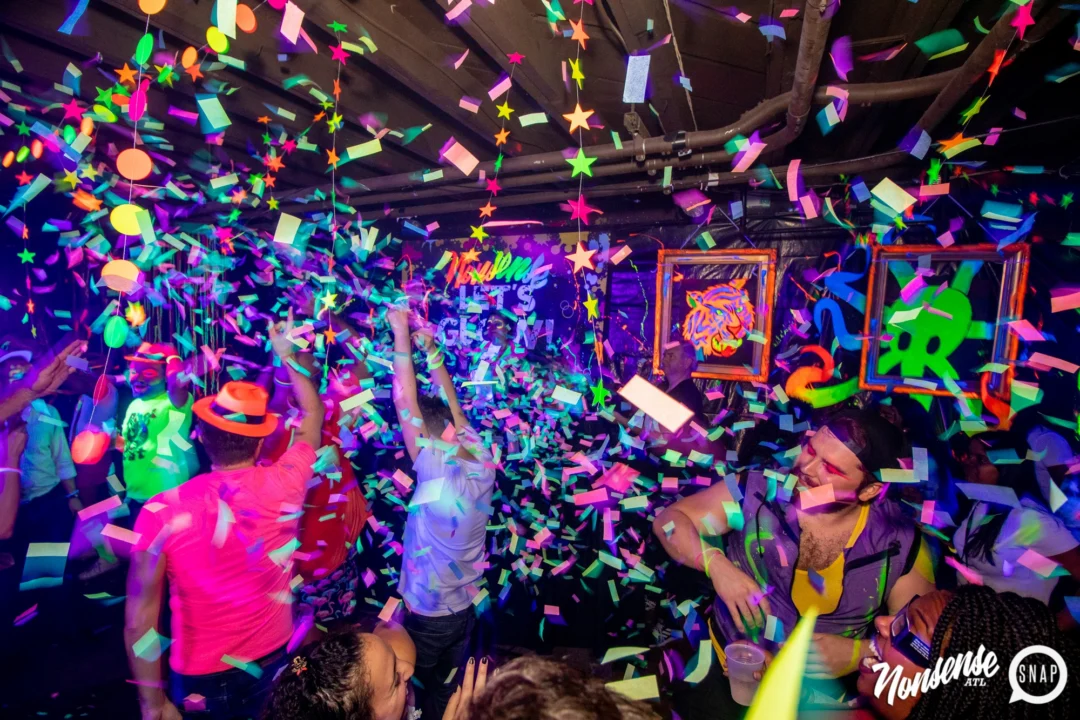 Nonsense GLOW - November 2019. The Basement - East Atlanta. Kimber was the DJ. Special decor by Tad. Photos by Oh Snap