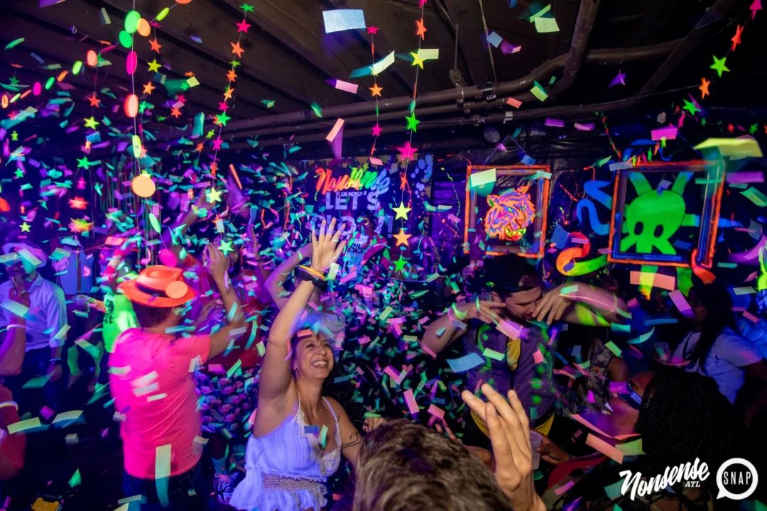 Nonsense GLOW - November 2019. The Basement - East Atlanta. Kimber was the DJ. Special decor by Tad. Photos by Oh Snap