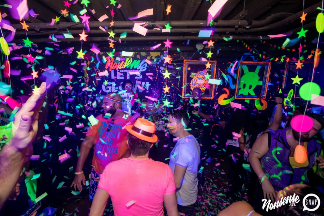 Nonsense GLOW - November 2019. The Basement - East Atlanta. Kimber was the DJ. Special decor by Tad. Photos by Oh Snap