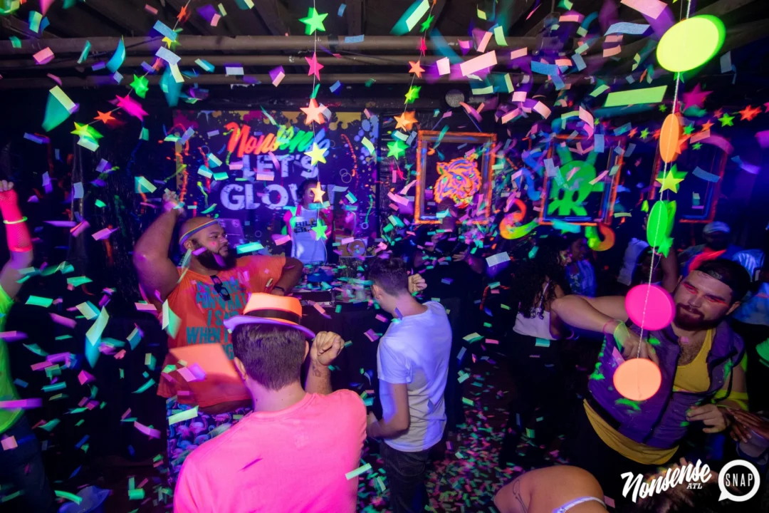 Nonsense GLOW - November 2019. The Basement - East Atlanta. Kimber was the DJ. Special decor by Tad. Photos by Oh Snap