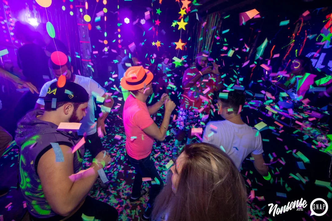 Nonsense GLOW - November 2019. The Basement - East Atlanta. Kimber was the DJ. Special decor by Tad. Photos by Oh Snap
