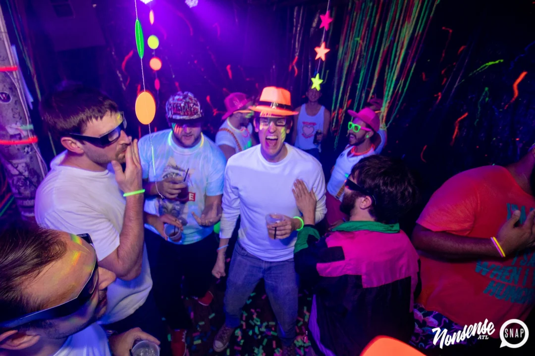 Nonsense GLOW - November 2019. The Basement - East Atlanta. Kimber was the DJ. Special decor by Tad. Photos by Oh Snap