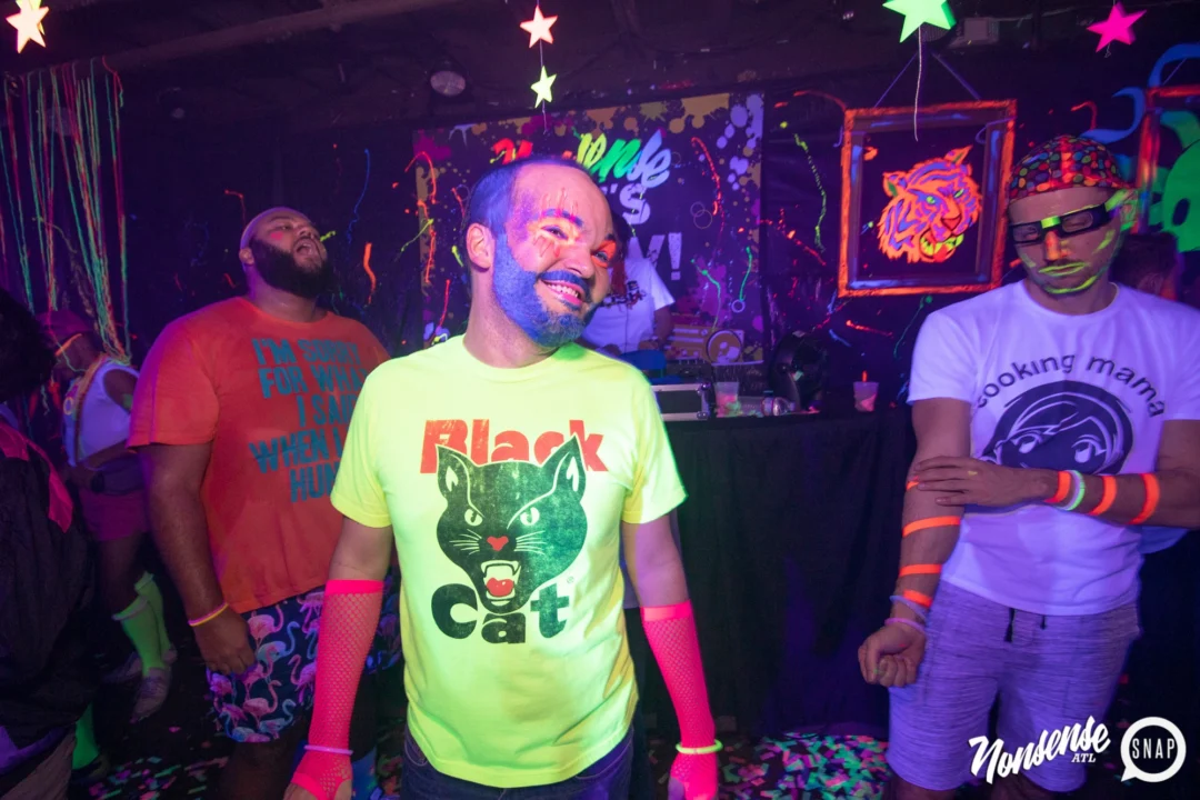 Nonsense GLOW - November 2019. The Basement - East Atlanta. Kimber was the DJ. Special decor by Tad. Photos by Oh Snap
