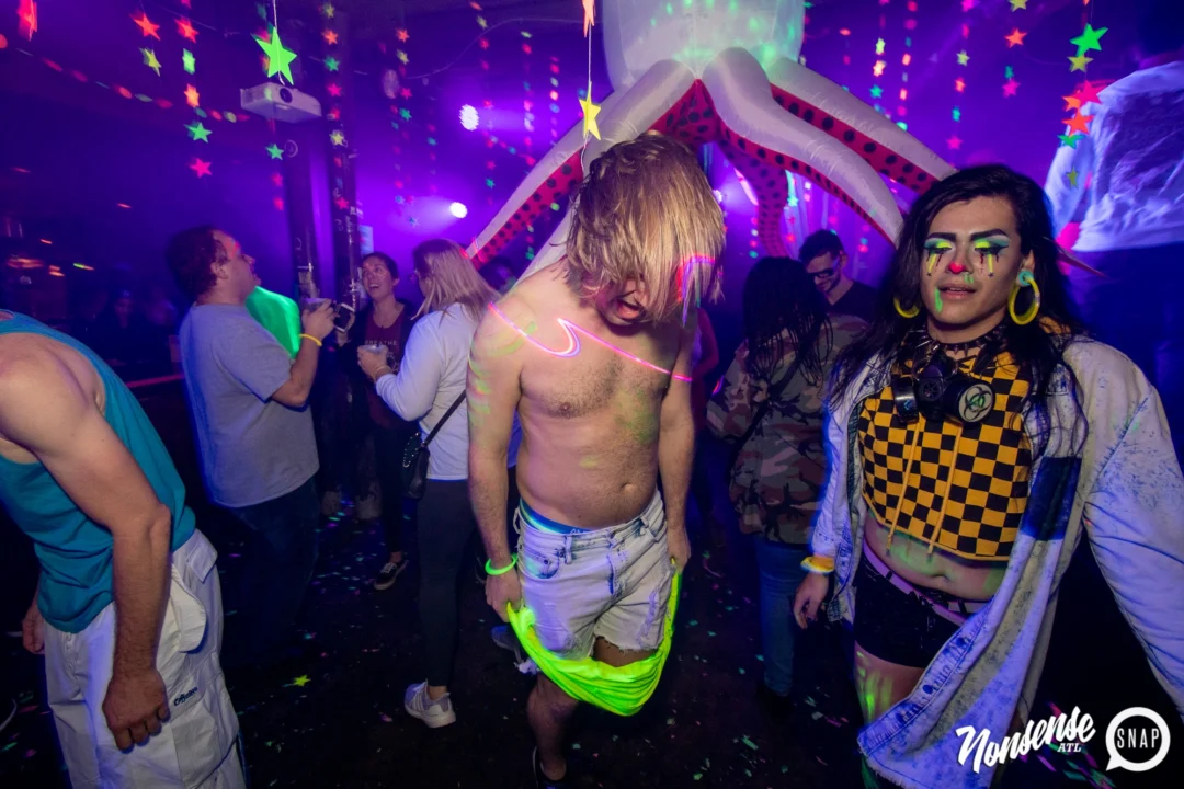 Nonsense GLOW - November 2019. The Basement - East Atlanta. Kimber was the DJ. Special decor by Tad. Photos by Oh Snap