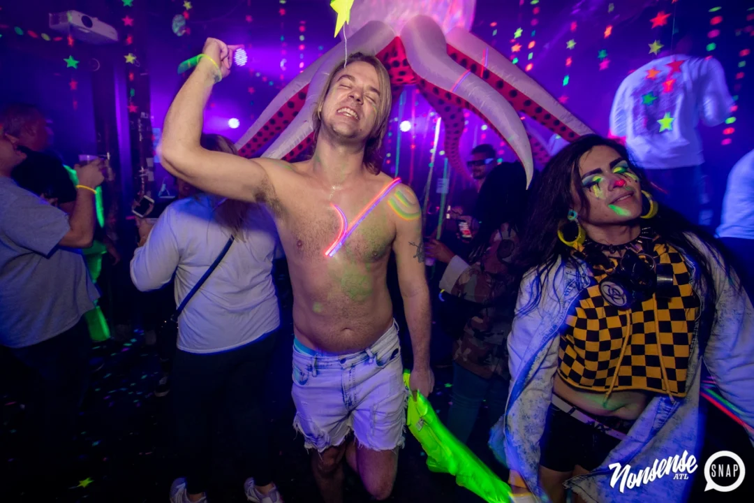 Nonsense GLOW - November 2019. The Basement - East Atlanta. Kimber was the DJ. Special decor by Tad. Photos by Oh Snap