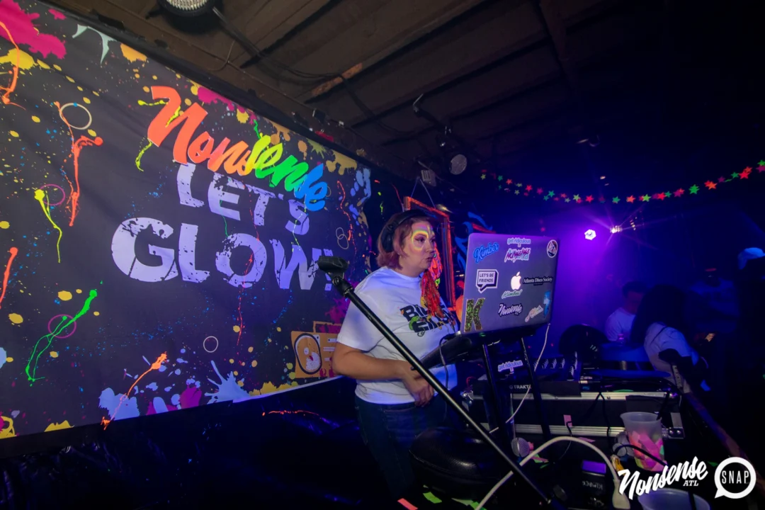 Nonsense GLOW - November 2019. The Basement - East Atlanta. Kimber was the DJ. Special decor by Tad. Photos by Oh Snap