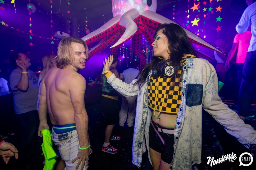 Nonsense GLOW - November 2019. The Basement - East Atlanta. Kimber was the DJ. Special decor by Tad. Photos by Oh Snap