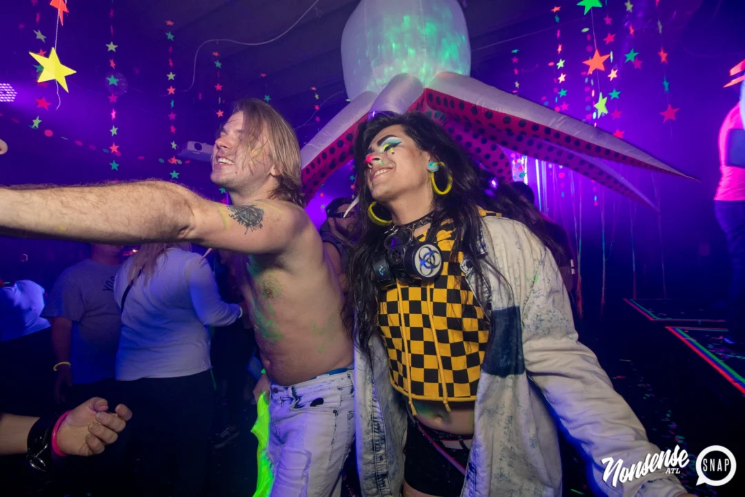 Nonsense GLOW - November 2019. The Basement - East Atlanta. Kimber was the DJ. Special decor by Tad. Photos by Oh Snap