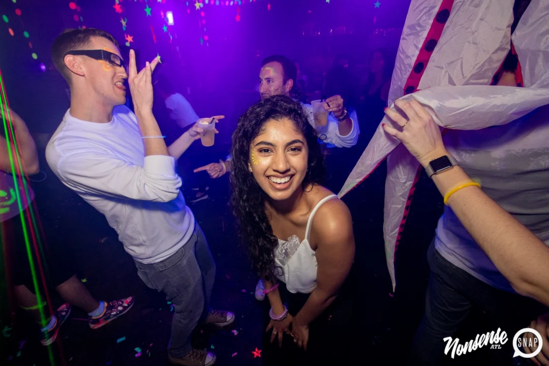 Nonsense GLOW - November 2019. The Basement - East Atlanta. Kimber was the DJ. Special decor by Tad. Photos by Oh Snap