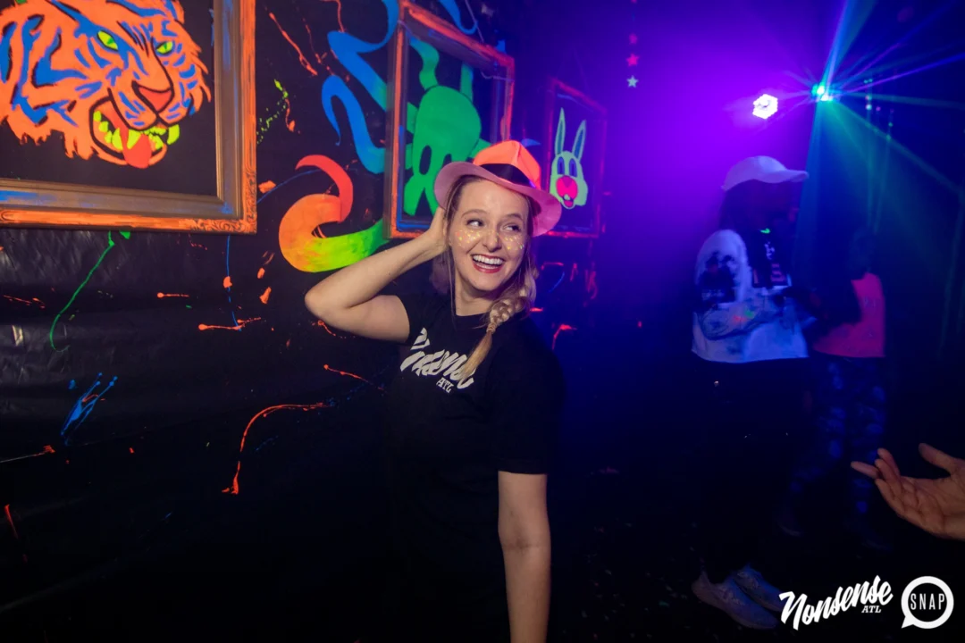 Nonsense GLOW - November 2019. The Basement - East Atlanta. Kimber was the DJ. Special decor by Tad. Photos by Oh Snap