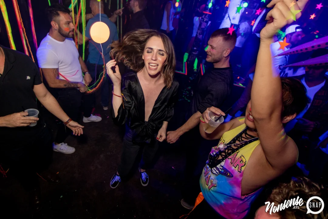 Nonsense GLOW - November 2019. The Basement - East Atlanta. Kimber was the DJ. Special decor by Tad. Photos by Oh Snap