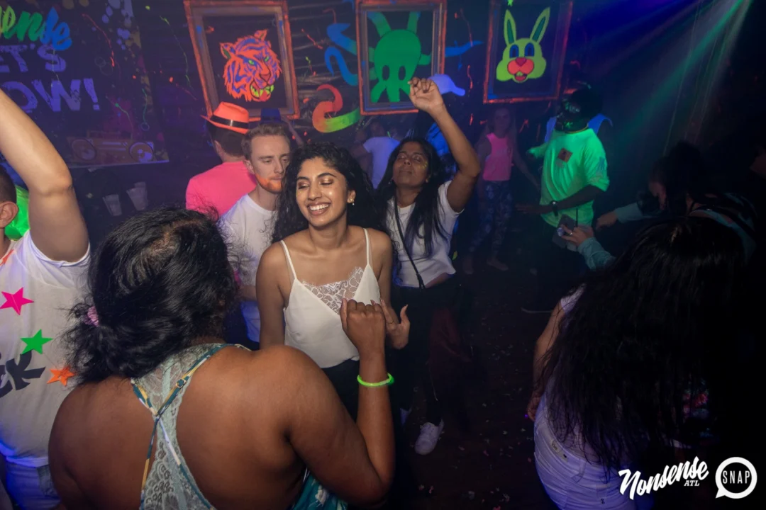 Nonsense GLOW - November 2019. The Basement - East Atlanta. Kimber was the DJ. Special decor by Tad. Photos by Oh Snap