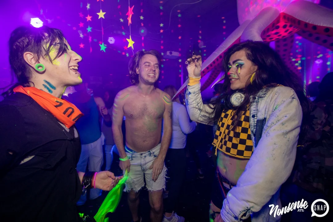 Nonsense GLOW - November 2019. The Basement - East Atlanta. Kimber was the DJ. Special decor by Tad. Photos by Oh Snap