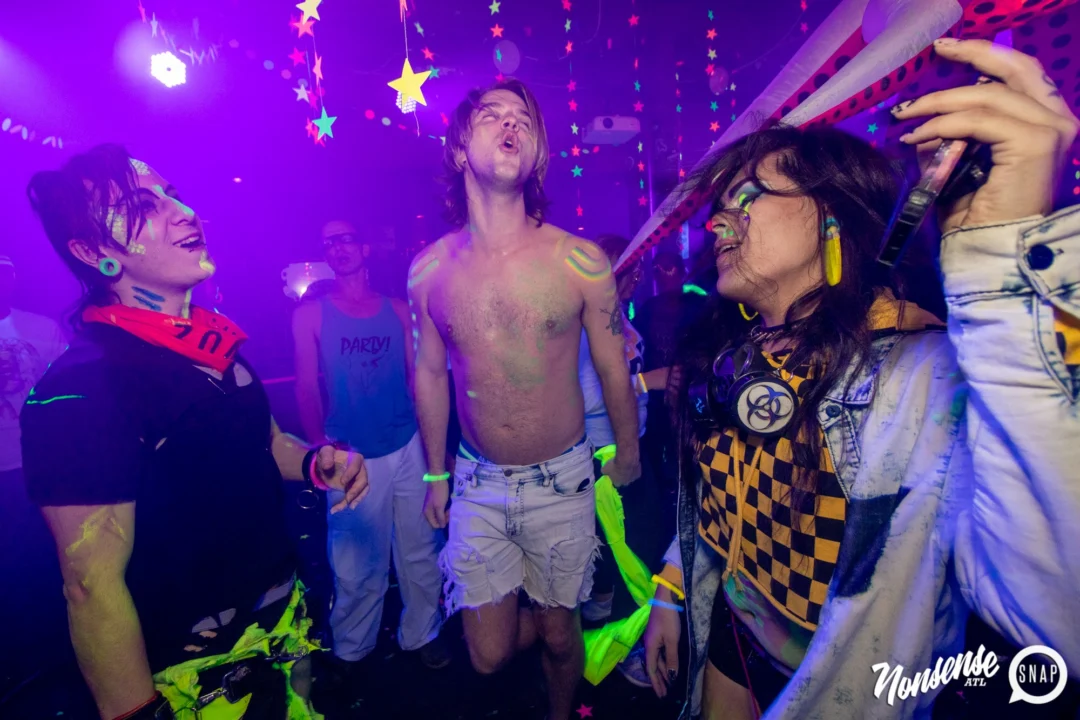 Nonsense GLOW - November 2019. The Basement - East Atlanta. Kimber was the DJ. Special decor by Tad. Photos by Oh Snap