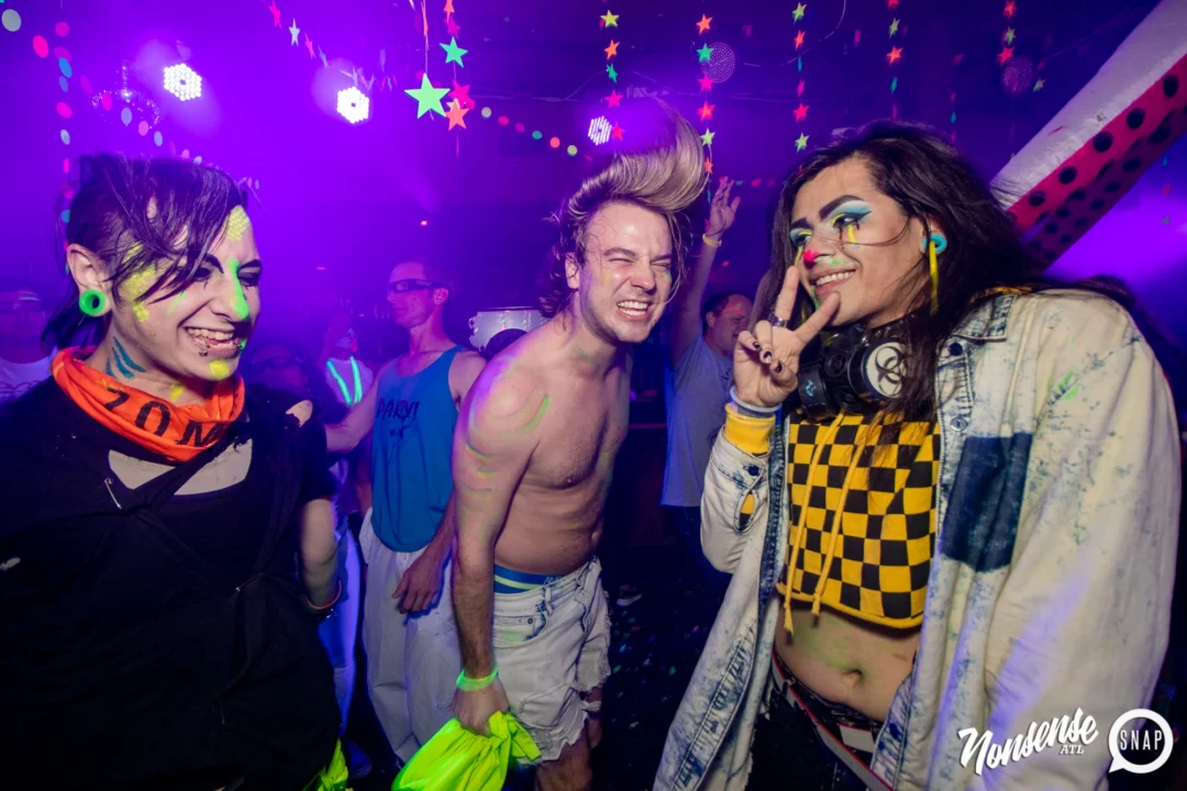 Nonsense GLOW - November 2019. The Basement - East Atlanta. Kimber was the DJ. Special decor by Tad. Photos by Oh Snap